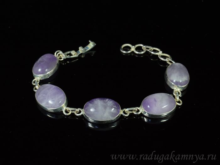 Bracelet with amethyst in silver oval 13*18mm, 16.5-19.5cm