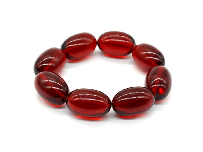 Amber bracelet oval 16*25mm cherry