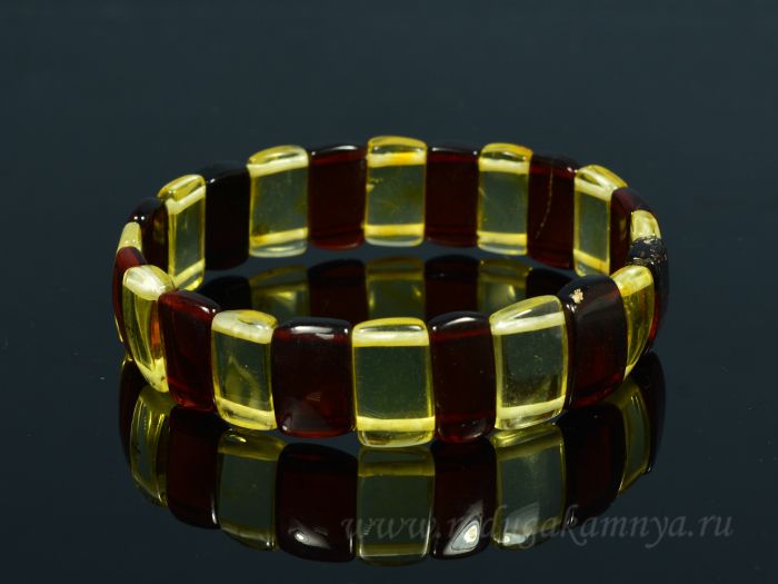 Amber bracelet rectangle 14*8mm lemon, t.cognac, 7.4g