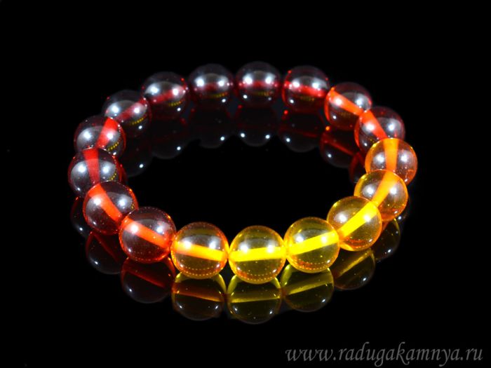 Bracelet made of amber ball 12mm rainbow lemon cherry