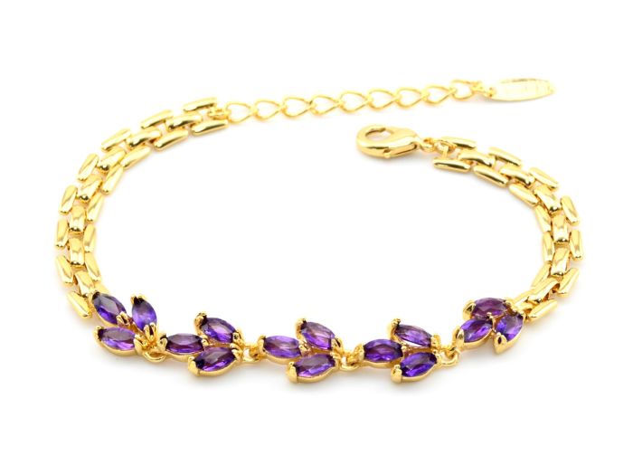 Gold-plated amethyst bracelet, fig shape