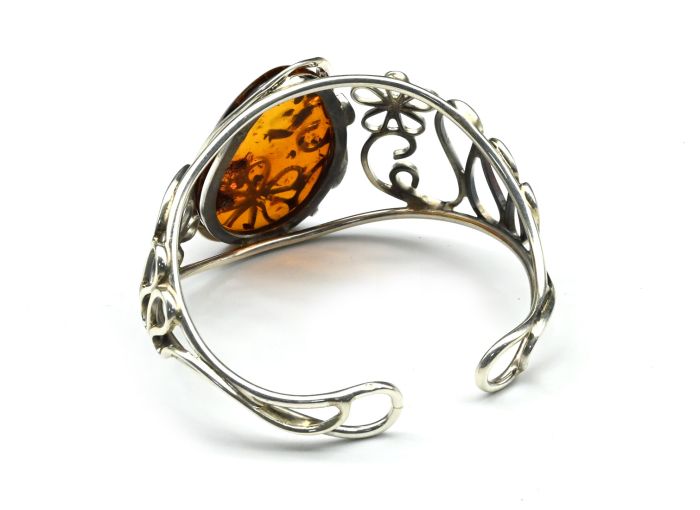 Bracelet with amber C925mm cognac, 31.5gr.