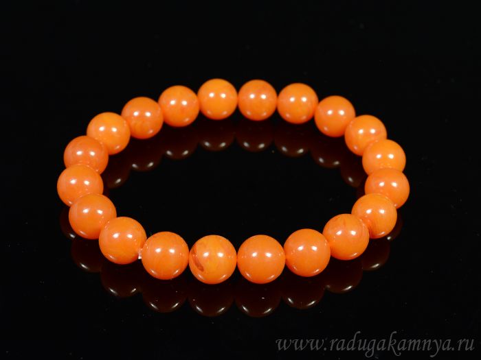 Bracelet made of amber ball 10mm caramel