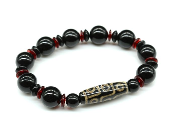 Tibetan agate bracelet "Ji" with agate eye ball 12mm