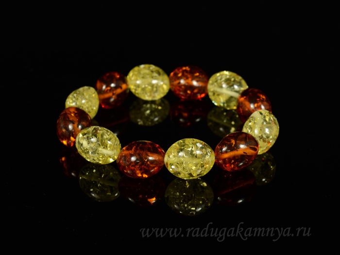 Amber bracelet oval 15*18mm lemon, cognac