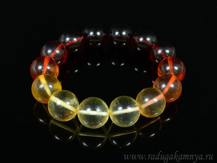 Amber bracelet ball 16mm rainbow lemon cherry