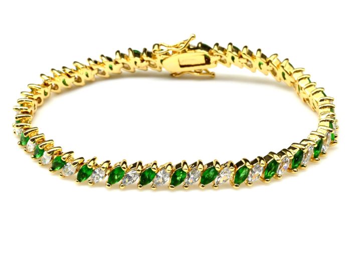 Zebra bracelet for women with green zircon