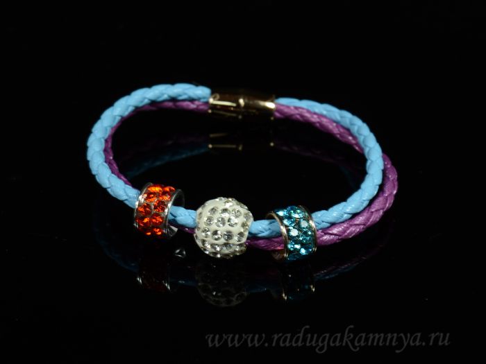 Shambhala ball14 bracelet on a double pigtail,assorted color