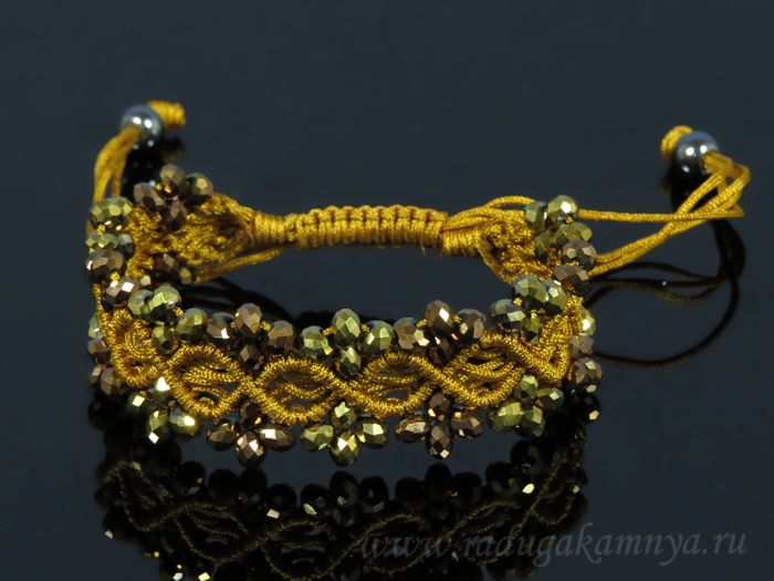 Braided bracelet with zircons mustard