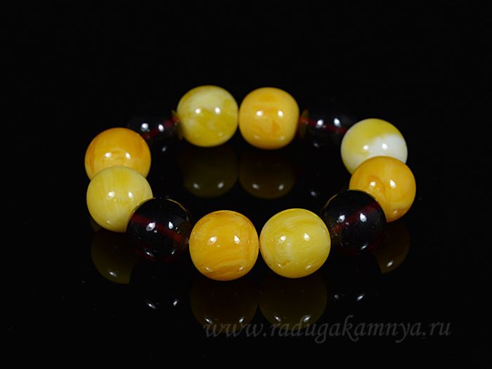 Amber bracelet ball 18-19mm honey-milk, cherry