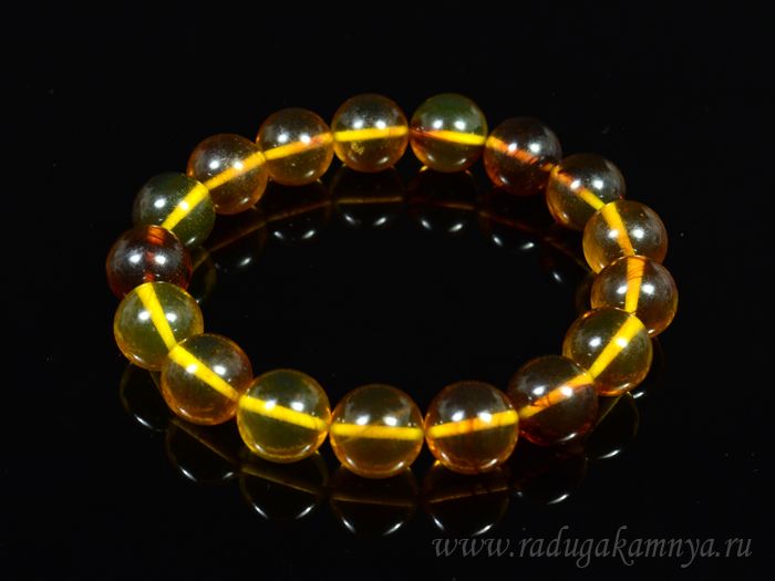 Bracelet made of amber ball 12mm honey-cognac