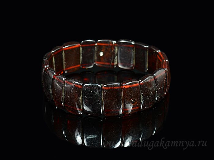 Amber rectangle bracelet 19*10mm cognac, 14g