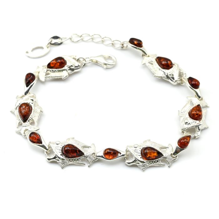 Amber bracelet C925 cognac, 18.5cm, 13.71g