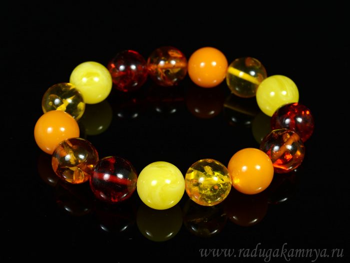 Amber Bracelet bead 14mm Assorted Light