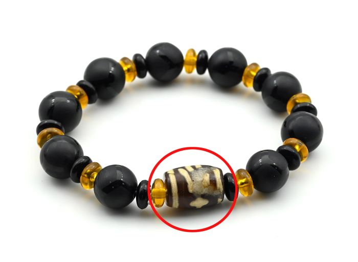 Bracelet with ji "Aristocrat" bead barrel 12*16mm with black matte agate ball 12mm