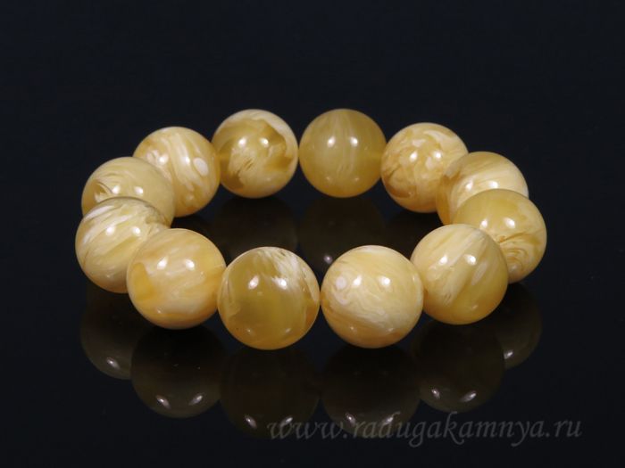 Amber bracelet 18mm milky honey bead