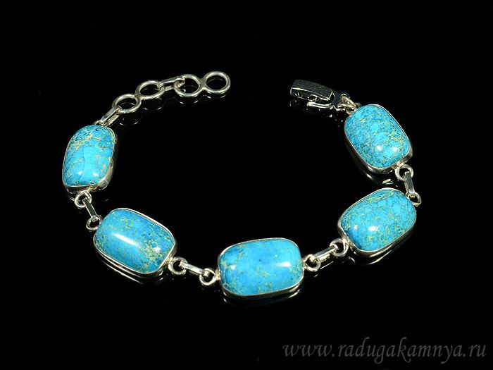 Bracelet with variscite rectangle 18*13mm, 16 cm.