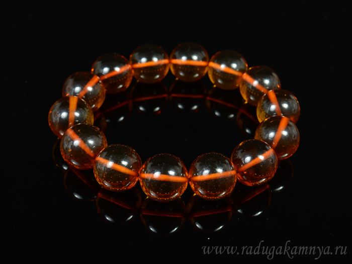 Bracelet made of amber ball 16mm St.cognac