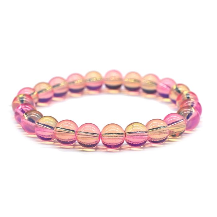 The bracelet is made of polymer ball 8mm color.pink