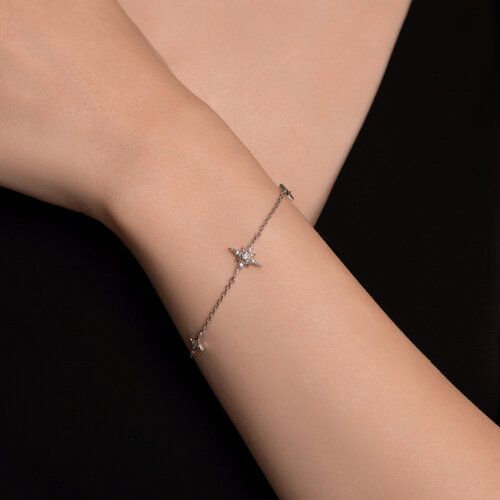 Silver bracelet with fianite 94051181