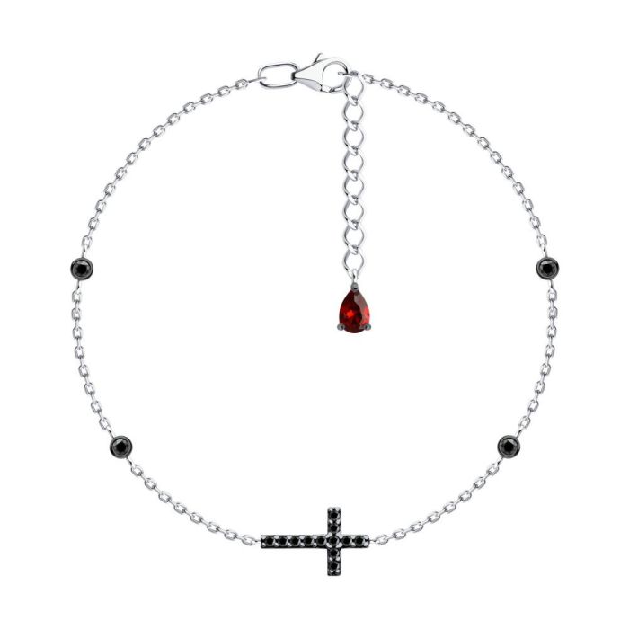 Silver Cross Bracelet with Fianite 94051238