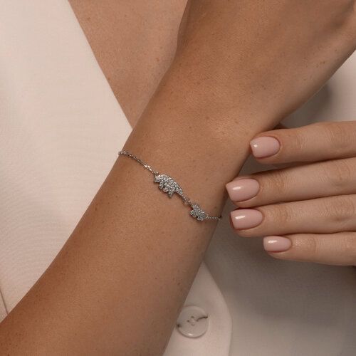 Silver bracelet with phianite 94051252