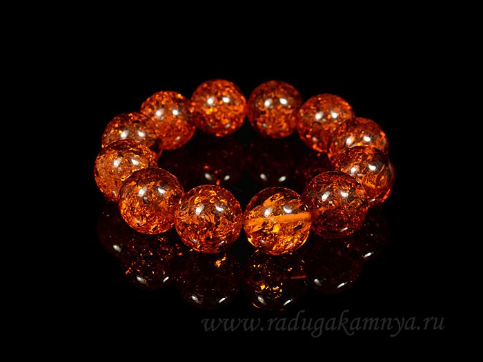 Amber bracelet 18mm cognac ball