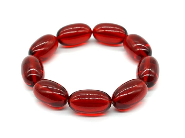 Amber bracelet oval 14*23mm cherry