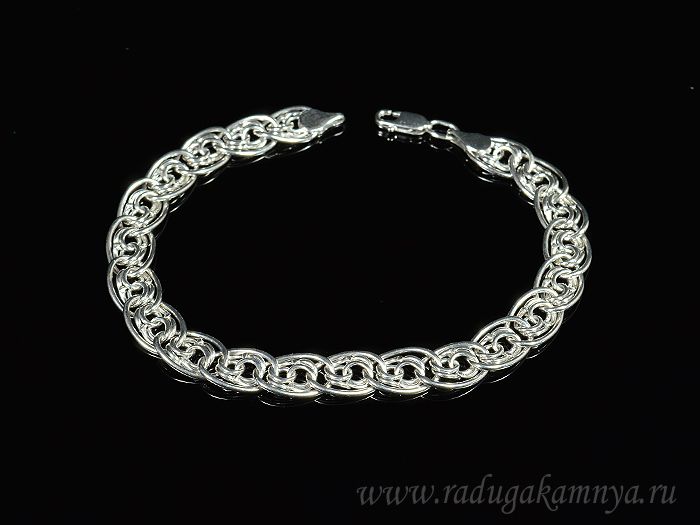 S925 rhodium-plated bracelet 24cm, 8.8g.