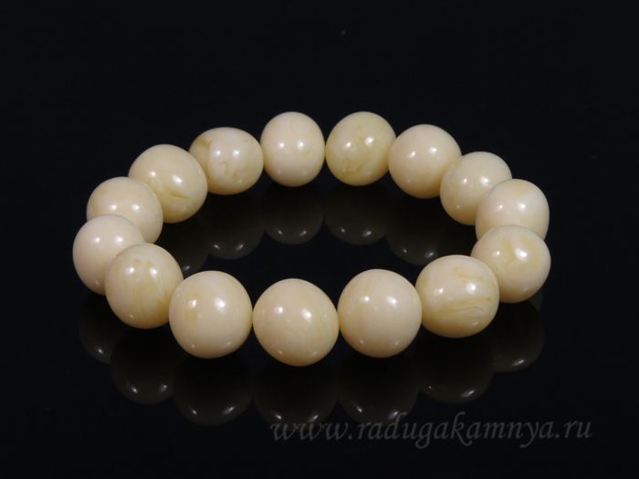 Amber bracelet crumpled ball 14-15mm milky