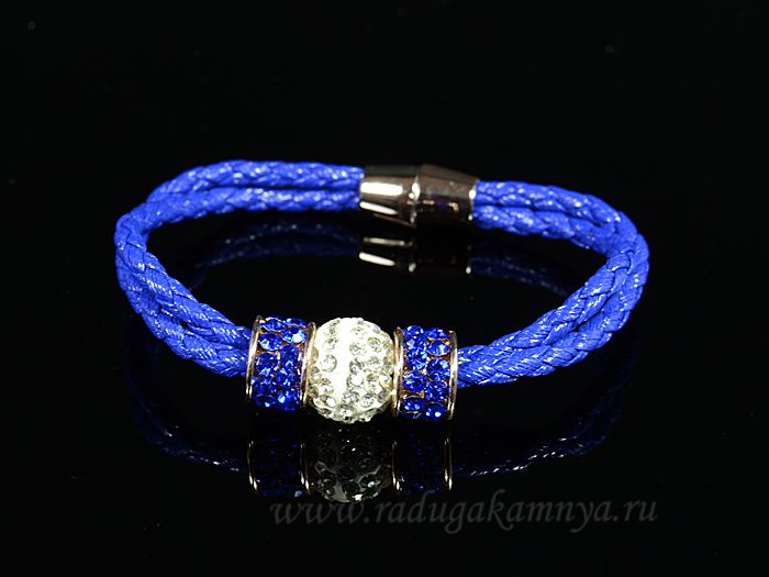 Shambhala ball14 bracelet with double pigtail,color blue