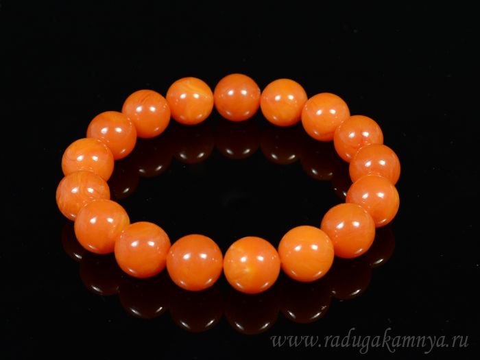 Bracelet made of amber ball 12mm caramel