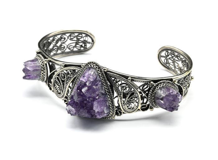 Amethyst brush bracelet, 23 cm