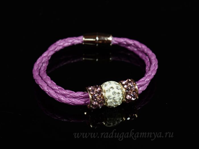 Shambhala ball14 bracelet on a double pigtail,lilac color