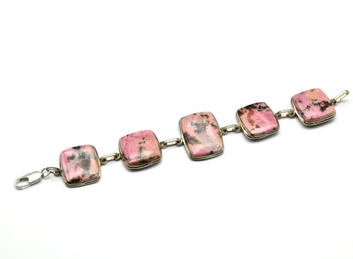 Bracelet with rhodonite, 19cm.