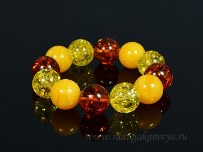 Amber bracelet ball 18mm lemon, milk honey, cognac