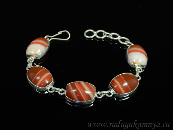 Carnelian bracelet in silver 17*15mm, 15.5cm.