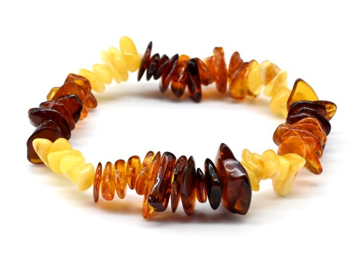 Bracelet made of amber crumb honey-milk, cognac, t.cognac.