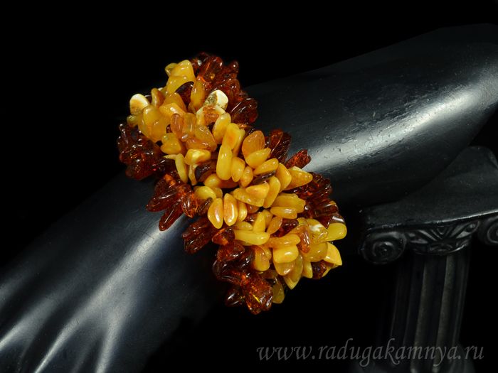 Bracelet amber weave milky honey, cognac