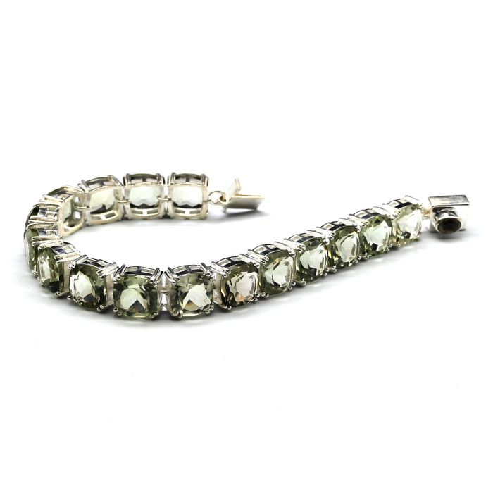 Bracelet C925 with green amethyst (prasiolite) circle 10mm, 19cm, 38.7g