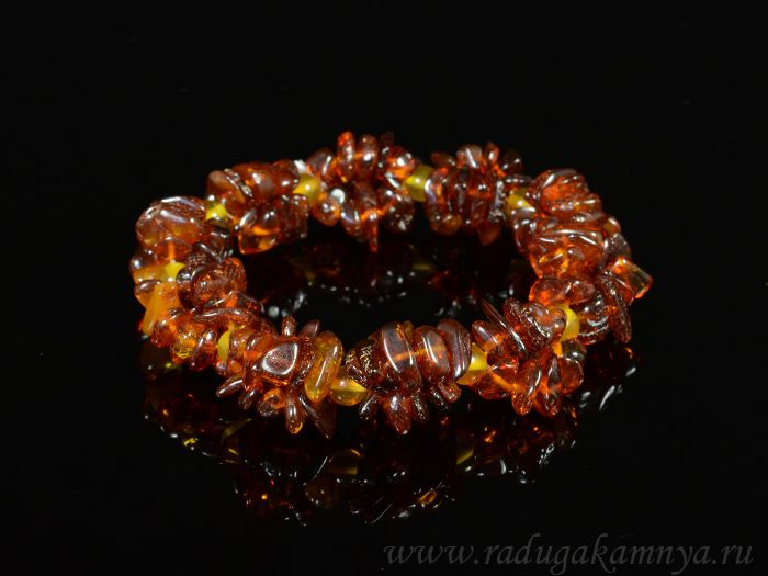 Amber sea buckthorn cognac bracelet with a ball