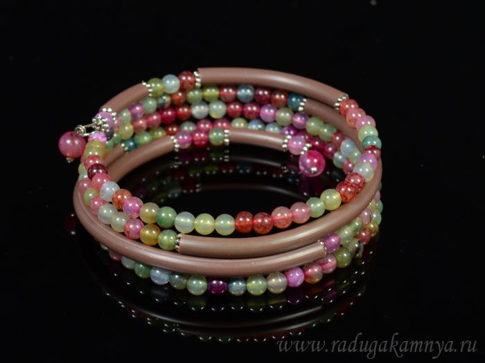 Bracelet on a spring "Debut" with quartz tinted. color.assorted 1 ball 4mm