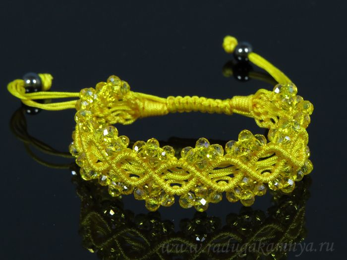 Braided bracelet with zircons yellow