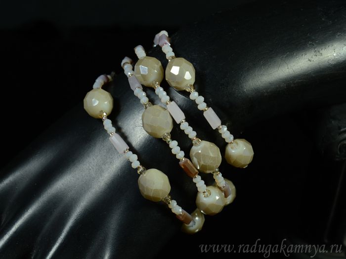 Handmade bracelet with 4 threads with zircon, 16cm