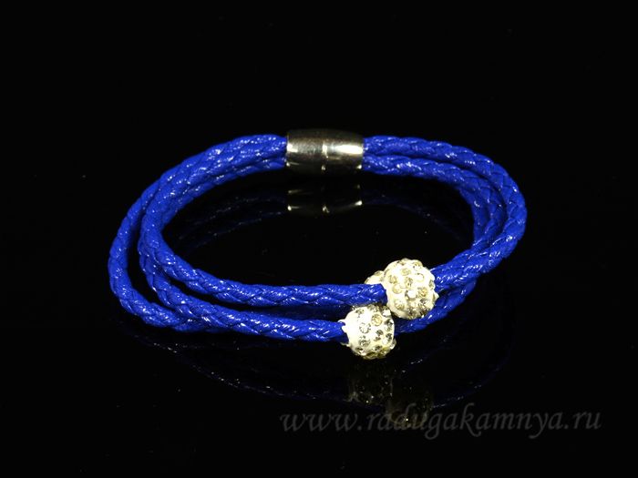 Shambhala ball10 bracelet with triple pigtail,color blue