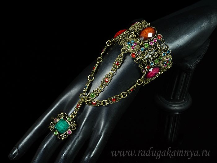 Slave bracelet made of jewelry alloy with zircons and Murano glass "Oval" color assorted.