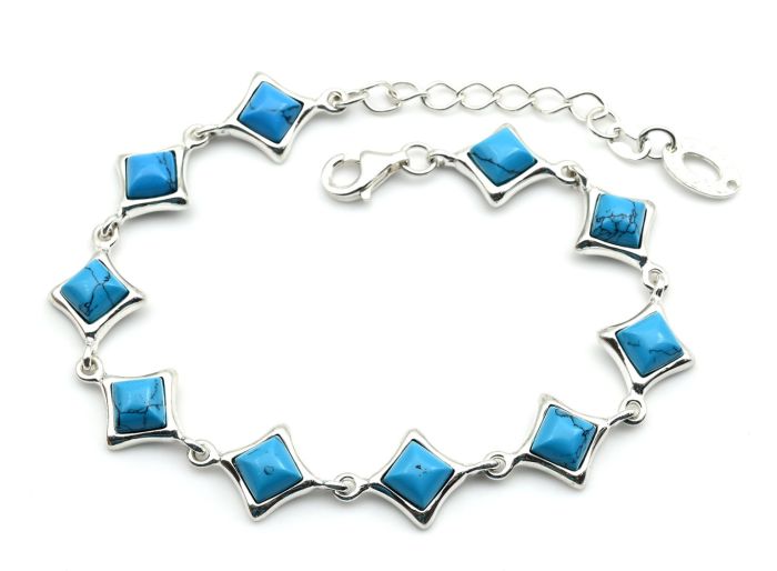 925 bracelet with turquoise (imitation) diamonds 12mm, 19cm, 12.97g