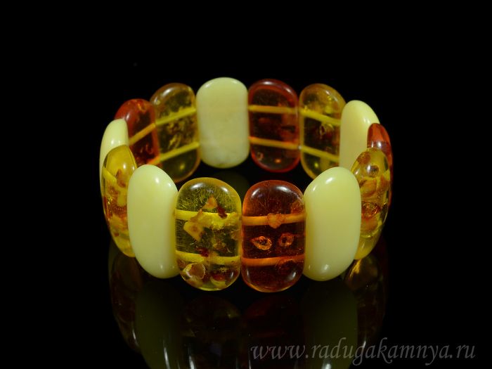 Amber bracelet segment 30*15mm honey, milk, cognac light