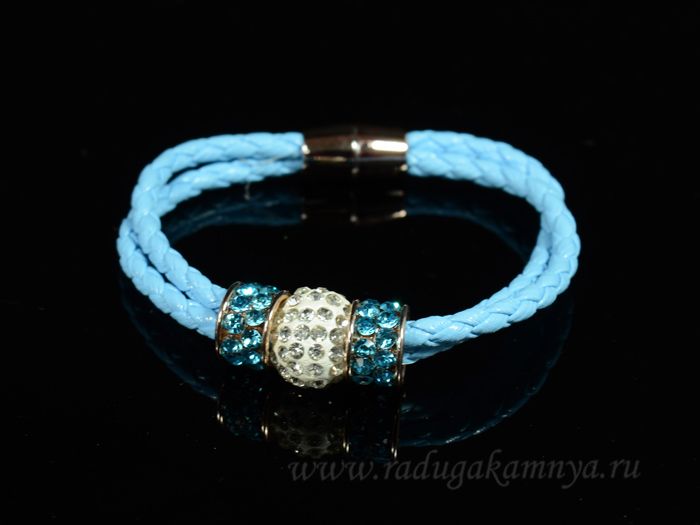 Shambhala ball14 bracelet on a double pigtail,color blue