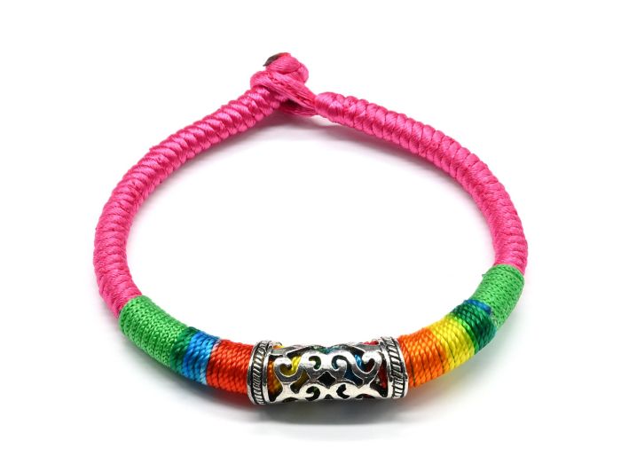 Braided bracelet color pink 18cm